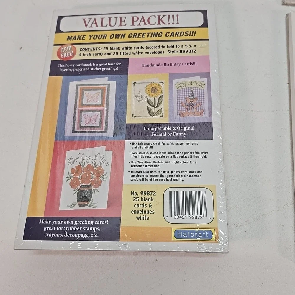 Halcraft‎ USA Valuepack 4 Packages Of 25 Envelopes & Cards White NEW Cardcraft
